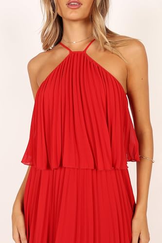 Petal & Pup Women's Gia Pleated Halterneck Maxi Dress2