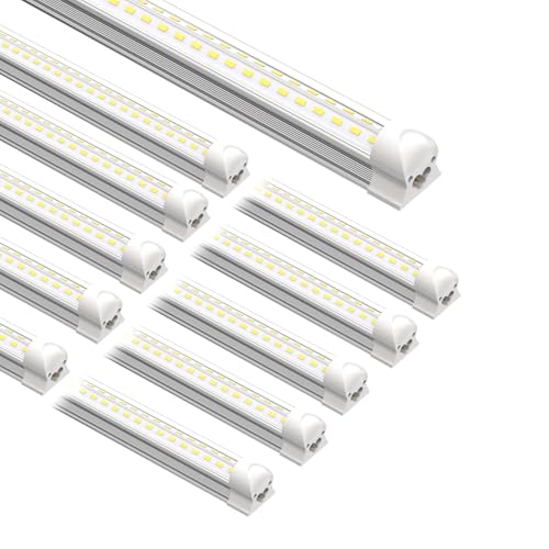 yaojin 8FT LED Shop Light Fixture,100W 15000LM 6500K,V Shape Linkable T8 Tube Lights with Clear...