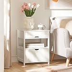 SoBuy White Nightstand with 2 Drawers & Open Shelf – Modern Side Table for Bedroom, Living Room, or Office – Multifunctional Storage End Table, Easy Assembly with Sturdy MDF FRG258-W