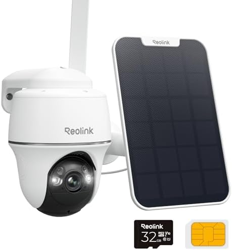 REOLINK 5MP 4G LTE Cellular Security Camera Outdoor, 360° Pan-Tilt, Sim+32GB SD Card Included, Wireless Solar Powered, Color Night Vision, Smart AI Detection, Go PT Plus+Solar Panel