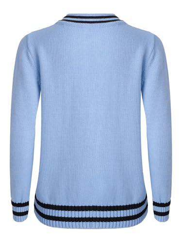 easyforever Kids Boys Girls School Uniform Cardigan Sweater Striped Trim V Neck Button Down Knitted Coat Casual Outwear2