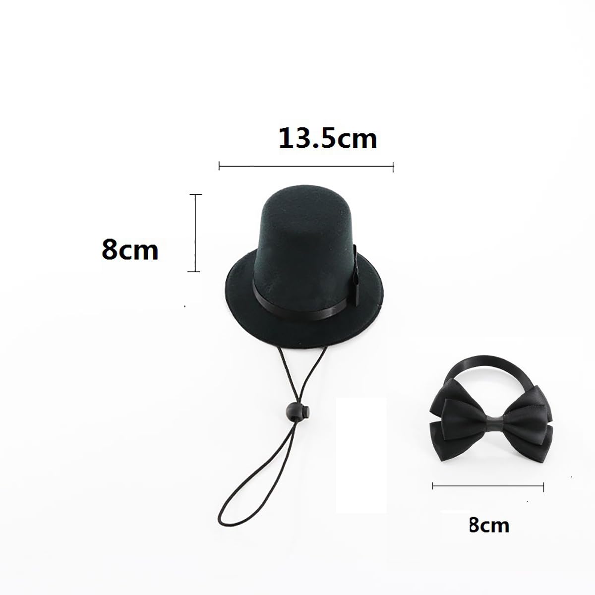 Chapeau haut de forme pour animal de compagnie avec nœud papillon - Accessoires formels pour chien et chat - Costume western pour fête d'anniversaire - Noir