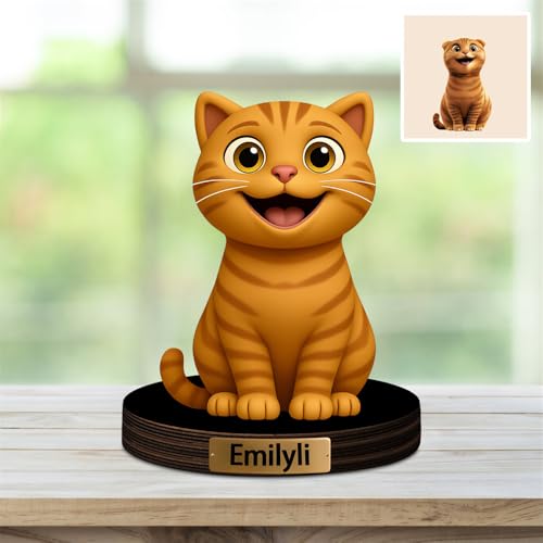 Reyrijf Custom Dog Pet Cat Photo Cartoon Desk Decor Photo Frame Sign Plaque, Personalzied Cartoon Portrait Picture Frame Regali per il compleanno di famiglia