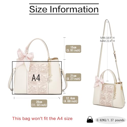 Bolso Tote de Cuero para Mujer con Bordado y Colgante miniatura 2