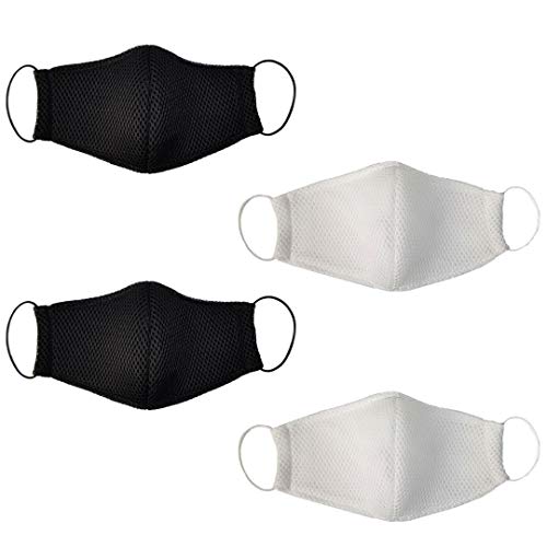 Máscara de tecido preta e branca unissex Kit 4 unidades Maria Adna