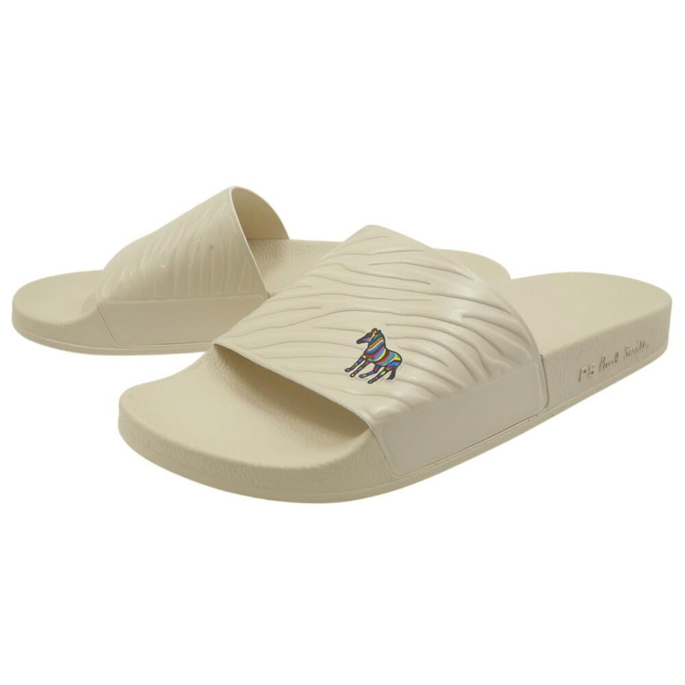 Paul Smith Men's Shoe Zed Off White Zebra Slide Sandal, Ivory, 7