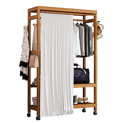 FGHUF Stand Appendiabiti in Legno bambù con Ruote