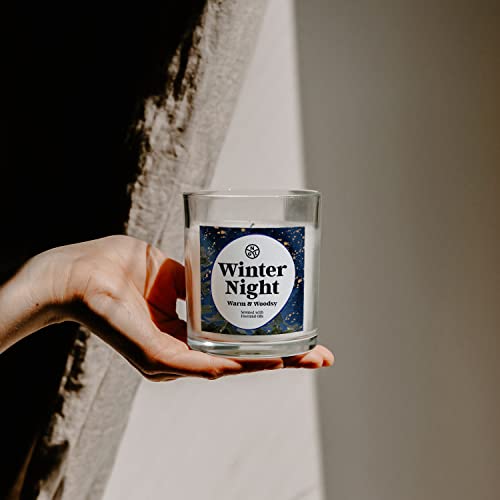 Ngl Winter Night Scented Candle | Christmas Tree, Cedar, Rosemary Aroma | Powerful Scent Soy Jar Candle With Essential Oils | Burns 50 Hours | 10 Oz Jar With Lid #TOP1