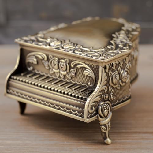 Dzrige Vintage Piano Jewelry Box Bronze Trinket Organizer for Women - image 5