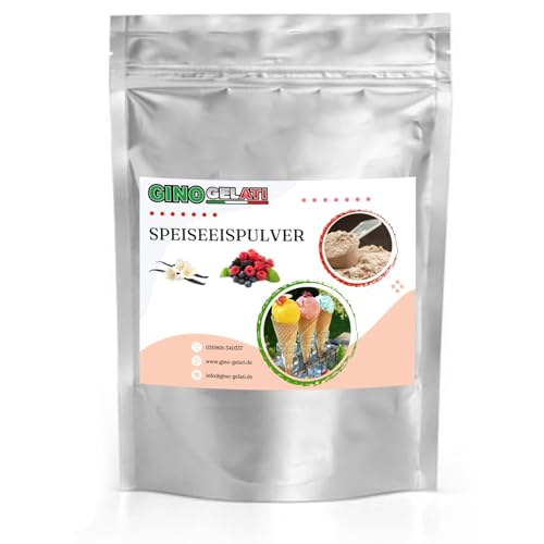 Gino Gelati Vanille Eis Speiseeis Pulver, Vanilleeis selber machen, verschiedene Sorten, schnelle und einfache Zubereitung, für Haushaltseismaschinen (1 Kg, Vanille Waldfrucht)