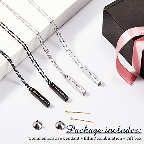 Kenning 4 Pieces Cremation Jewelry for Ashes Memorial Urn Pendant Necklace Crystal Stainless Steel with CZ Necklace Keepsake Ashes Pendant for Women Pet Cremation Jewelry, Black and Silver4