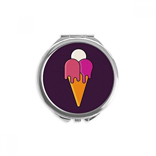 Miroir rond maquillage de poche portable, cadeau mignon cornet de glace