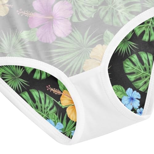 Girls' Underwear, Colorful Hibiscus Flowers Tropical Toddler Girl Briefs, Cotton Girls Underwear, 2T–8 Years4