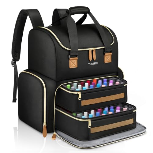 YOREPEK Nail Polish Organizer Case, Nail Backpack for 48+ Bottles & UV Lamp
