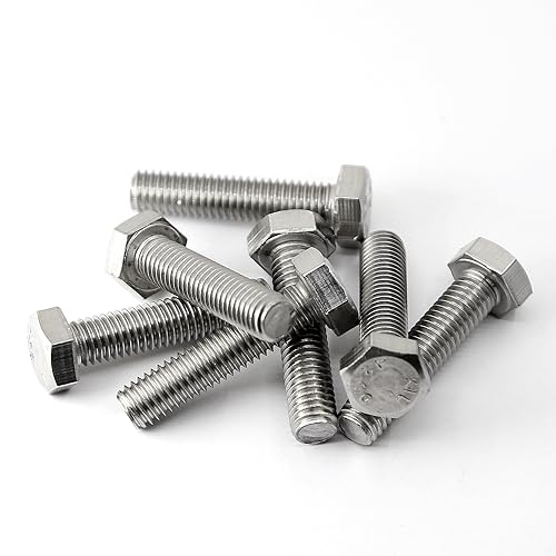 Image of M8-1.25 x 30mm Hex Head Screw Bolt, 18-8 (304) Stainless Steel, Fully Threaded, Plain Finish, Quantity 15