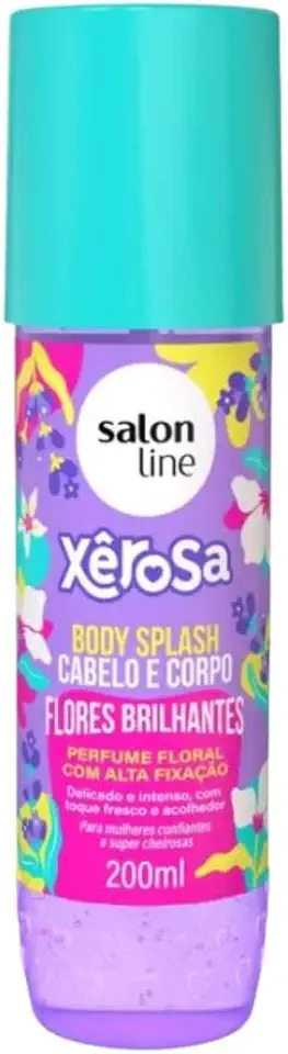 Salon Line Xêrosa Body Splash Flores Brilhantes, Perfume Floral para Cabelo e Corpo, Alta Fixação, 200ml