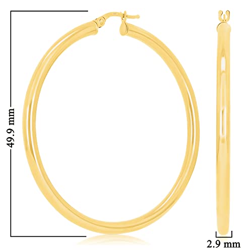 Image of Italian 14k Yellow Gold High Polished Round Hoop Earrings
