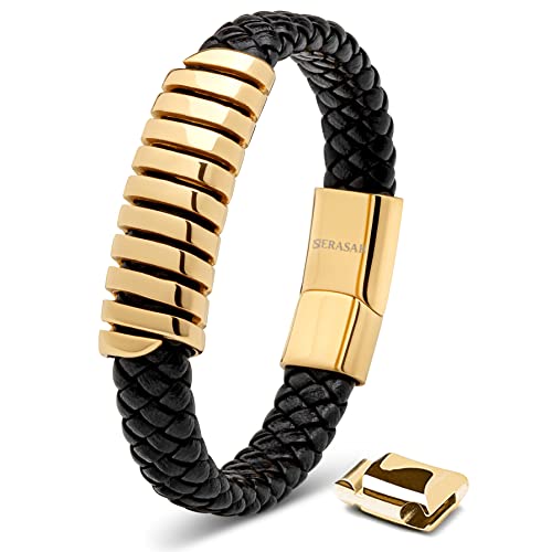 Image of SERASAR Premium Leather Bracelet Men | Stainless Steel Magnetic Clasp | Three Colors | Jewelry Box Included
