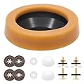 Thick Toilet Wax Ring Kit, Toilet Bowl Wax Ring Replacement Kit with Brass Bolts Reinforced Urethane Core and Polyethylene Flange for Floor Mounted Toilets, No Leak, Fits 3 Inch and 4 Inch Drain Pipes