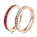 Stfery Bague Cristal, Bague Gothique Homme Zirconium Zircon Incrusté de Style Européen Cadeau Anniversaire Or Rose Rouge 59