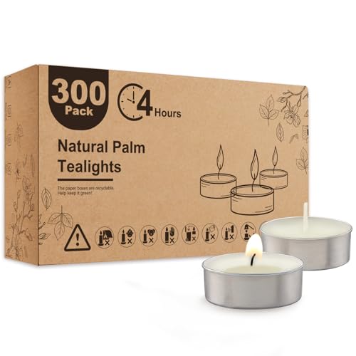 Unscented Palm Tea Lights Candles 300 Pack