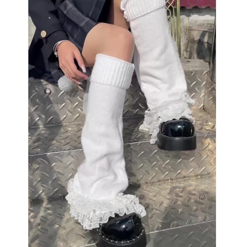 Sexybody Women' s Lace Leg Warmers Y2K Kawaii Lolita Leg Warmer Knit White Black Flared Leg Socks Cute for Grils2