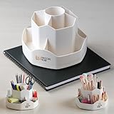 Photo Gallery decor hub organizer scrivania, portapenne da scrivania girevole a 360°, porta trucchi e pennelli, organizzatore con ampi scomparti.