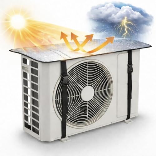 Image of AC Outdoor Unit Protector Cover | Waterproof & Heat Resistant Insulation Sheet | Heavy Duty AC Outdoor Cover for 1.5 Ton Split AC | Sun, Rain & Dust Protection Aluminium Triple Layer (Pack Of 2)