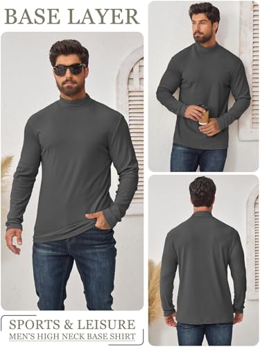 Camiseta Cuello Alto Hombre Termica Forro Polar Interior Elástica Slim Fit de Manga Larga Jersey Hombre Invierno Frío y Uso Diario Gris L