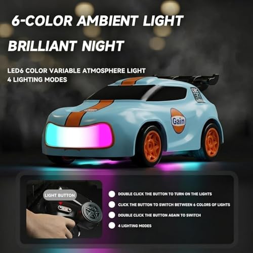 Image of VikriDA Cars Dash Remote Control Car Toy for Kids | 2.4GHz RC Drift Car with Lights, 1:64 Scale, Dual Speed Mode, Proportional Steering, 100m Range | Gift for Boys & Girls