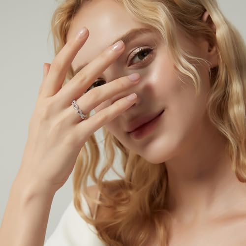 SHINYSO Wedding Bands for Women Infinity Stacking Ring Half Cubic Zirconia Eternity Engagement Ring Size 4-104