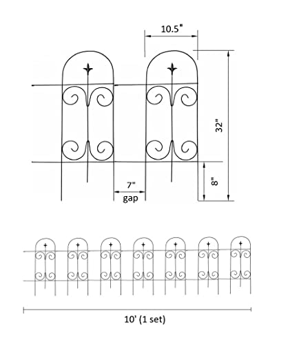 Mtb Black Decorative Garden Border Fence 32 In (H) X 20 Ft(L), Decorative Folding Wire Fencing Border Edge Garden Fence Animal Barrier #TOP2