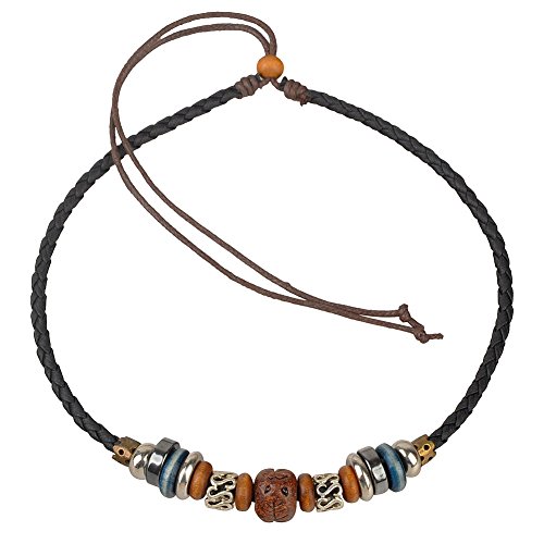 Einstellbare Hanf Leder Perlen Halsband Halskette Cover