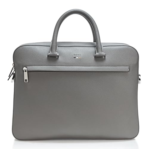BOSS Ray Soft Friendly Leather Brief Case High Rise Grey One Size