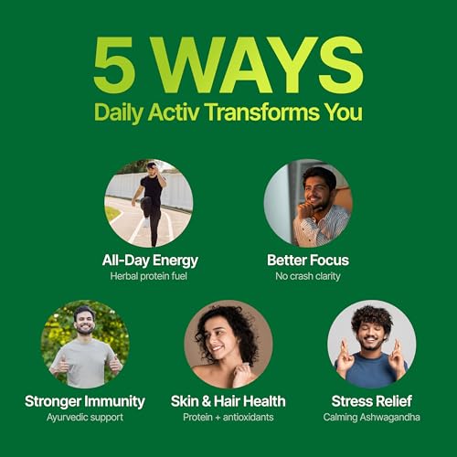 Image of MYHERB Daily Active | 36gm Protein (Whey+Pea Protein)|Stamina Supporting Hebrs Tulsi,Amla & 8 Herbs|Supports Everyday Nutrition,Bone Health & Immunity For Women (Chocolate, 900 g (Pack of 1))