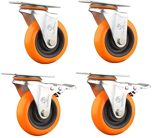 4X Heavy Duty Casters Silent PU 3 '' / 4 Zoll 360kg Industrial Universal Swivel Festplatte Transportrollen mit Bremsmöbeln Trolley Räder