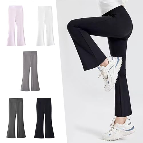 Kids Girls Flared Pants Skinny Casual Bootcut Pants Leggings High Waisted Wide Leg Bell Bottoms Solid Color Sweatpants3