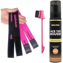 Dolahair Medium Brown Wig Tint Lace Spray and Mousse for Melting Lace Wigs, with 2 Elastic Bands