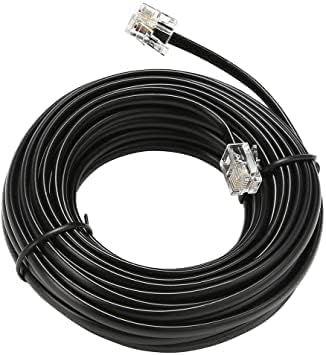 HAKUHO Rj11 Male To Male 2 Pin Telephone Line Extension Cable Cord For Landline, Phone, Modem Or Fax Machine (30 Meter, Black)