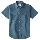 Dubinik® Herren Kurzarm Arbeitshemd mit Druckknöpfen aus Schwerer Baumwolle – Western Utility Workwear mit 2 Brusttaschen