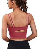 Everrysea Womens Longline Sports Bra Padded Yoga Workout Crop Tank Tops Strappy Camisole Fitness Shi