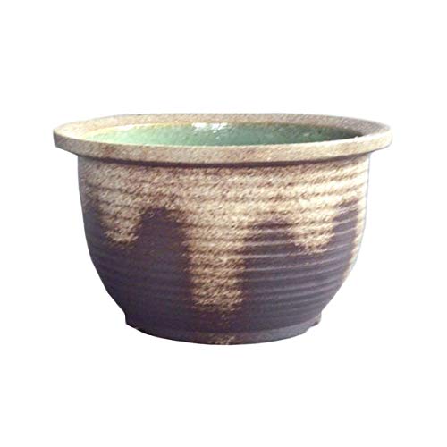 信楽焼 NEW 灰釉 ひねり深 水鉢 10号 睡蓮鉢