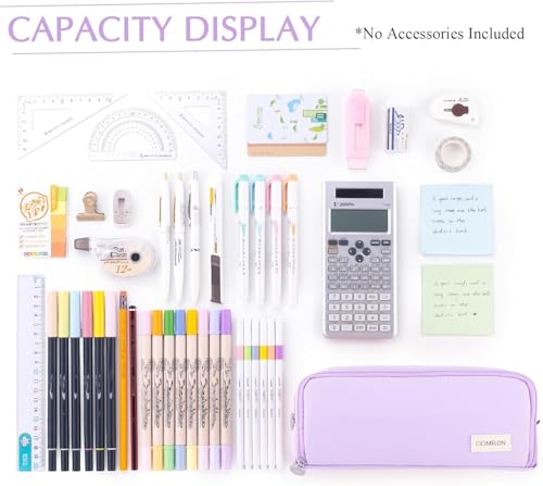 Image of Large Capacity Pencil Box for Girls & Boys, 3 Compartments Pen & Pencil Pouches, Aesthetic Stationery Pouch for School Kids College Students, Cute Stationary Gift for Children (Purple)