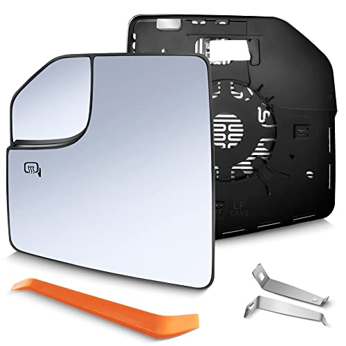 SNEMEEY Compatible with Ford F150 Driver Side Mirror 2015 2016 2017 2018 2019 2020 2021, Left Side Heated Chrome View Mirror with Backing Plate, Blind Spot Convex Mirror Glass with Rear Holder