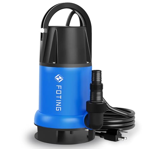 FOTING Schmutzwassertauchpumpe variabel einstellbarer Schwimmerschalter, 900 W, 14.000 l/h, Clean/Dirty, Förderhöhe max 8.5 m, Eintauchtiefe max 7 m, Thermoschutz, Pool Draining Ultility Pump