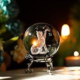 60mm 3D Crystal Ball Laser Engraved Glass Cat Figurine Collectibles Paperweight Home Art Decor Glass...