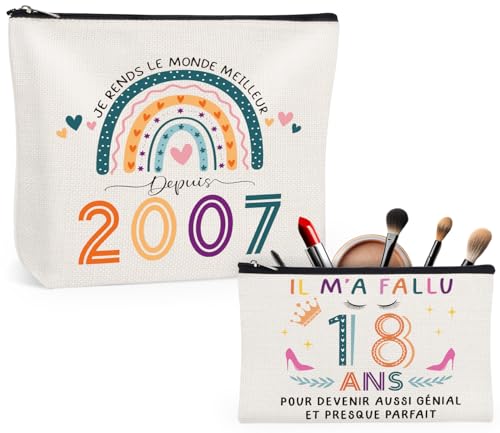 Giftota Cadeau Fille 18 Ans, 2 Pack Trousse Maquillage Femme Trousse de Toilette Voyage, Cadeau Anniversaire 18 Ans Fille
