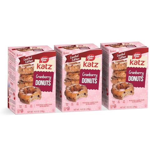 Katz Gluten Free Cranberry Donuts | Dairy Free, Nut Free, Soy Free, Gluten Free | Kosher (3 Packs of 6 Donuts, 10.5 Ounce Each)