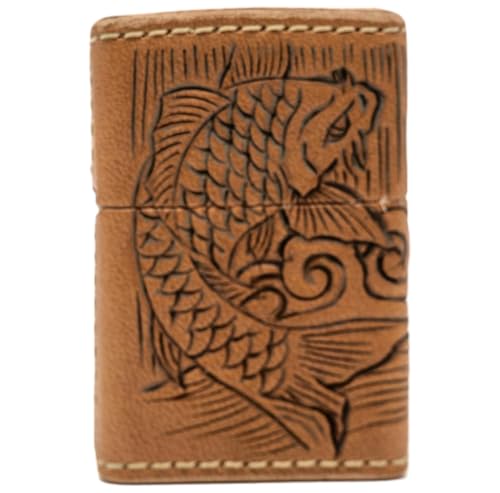 Encendedor Zippo de aceite con grabado y cuero