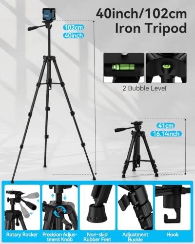 Image of Laser Level with Tripod, RockSeed Cross Line Laser with Self-Leveling, Vertical and Horizontal Line, Rotatable 360 Degree, Carrying Pouch, Battery Included